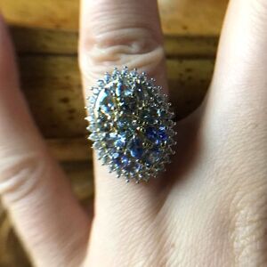 Natural Tanzanite Green Tanzanite Sterling Silver Cocktail Ring Size 6